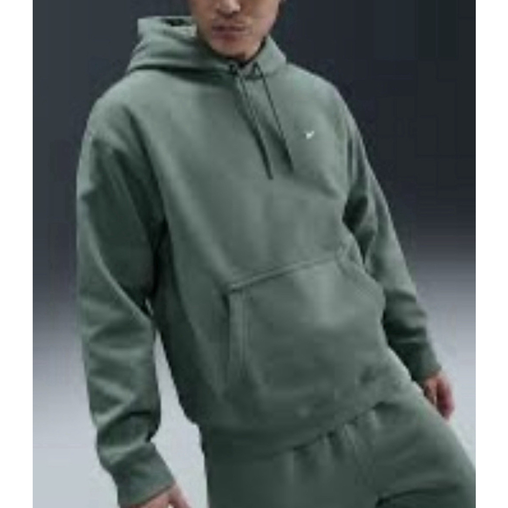 Nike Solo Swoosh Mens Pullover Hoodie Clay Green White Large HV1083-364